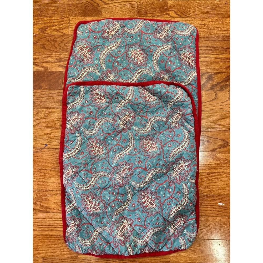 Vintage RALPH LAUREN COLLETTE Pillow Sham Standard Blue Red Paisley Set Of 2